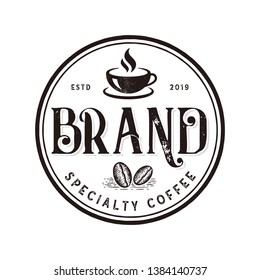 Vibes coffee logo vector, Vintage Typography coffee Labels, Emblems, Logo Templates. Handmade lettering. Vector illustration - Vector