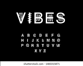 Vibes hand drawn vector illustration in cartoon style font. Sound effect minimalism constrast black white