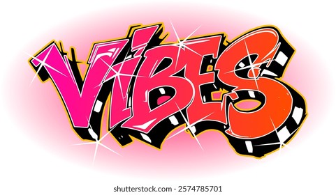 Vibes. Hand written  graffiti. Vector template for poster, social network, banner, cards. illustration