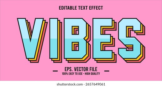 vibes, happy and funny text effect with editable text