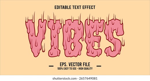 Vibes, glücklicher und lustiger Texteffekt mit bearbeitbarem Text
