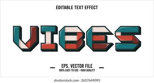Vibes, efecto de texto feliz y divertido con texto editable