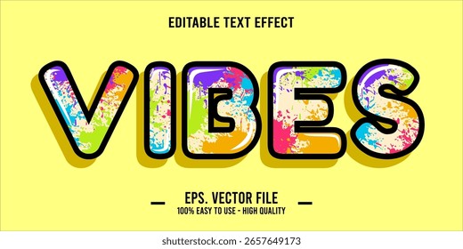 vibes, happy and funny text effect with editable text