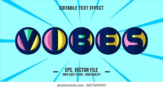 vibes, efeito de texto feliz e engraçado com texto editável