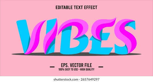vibes, efeito de texto feliz e engraçado com texto editável