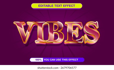 Efecto de texto de vibraciones sobre fondo púrpura