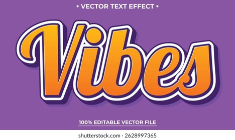 Vibes text effect template with 3d style editable font effect