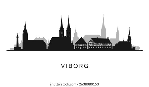 Viborg Skyline Denmark City Silhouette Vector.