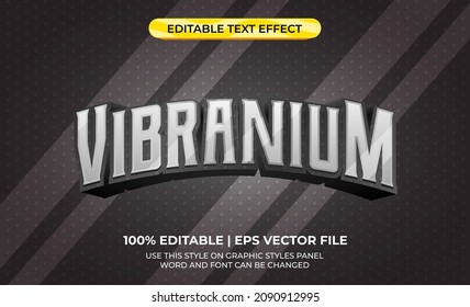 Vibranium 3d text effect with metal theme. typography template for metal-tone games or movies