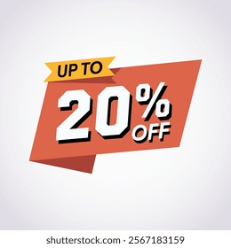 Vibrant Up to 20% Off Discount Promotion with Bold Text and Red Background