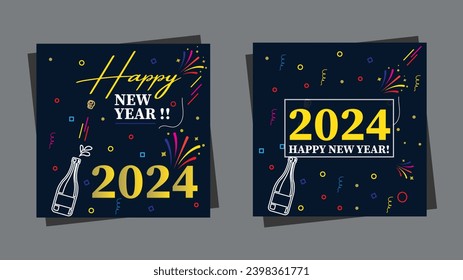 "Vibrant 2024 New Year vector art: Celebrate with stunning design!"