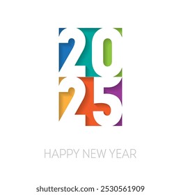 Vibrant 2025. Perfect for Festive Greetings, Social Media, and Corporate Communications. Bold Colors Meet Sleek Typography. Modern Geometric New Year Design.