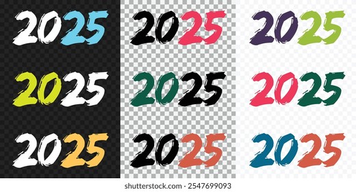 Vibrant 2025 Year Design in Multiple Color Variations