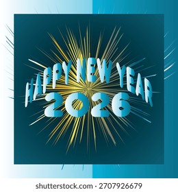 Lebhaftes Neujahrsdesign 2026 mit gewagter Typografie, bunten Konfetti und hellen Feuerwerken auf tiefblauem Hintergrund. Ideal für Grußkarten, Banner, Marketing und saisonale Kampagnen.