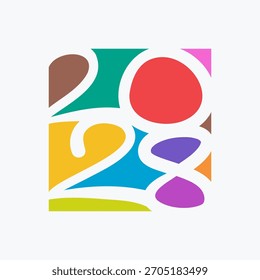 Vibrant 2028 Geometric Abstract Design. Future Planning Calendar Background.