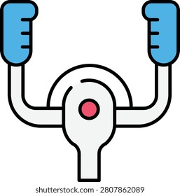 A vibrant 2D flat graphic illustration of an aircraft steering yoke control device