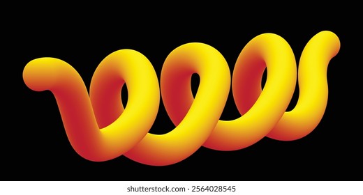 Vibrant 3D Curved Neon Lines in Orange Spiral Gradient for Creative Designs