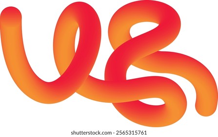 Vibrant 3D Gradient Shape with Abstract Red Fluid Swirl and Dynamic Neon Stroke Effect