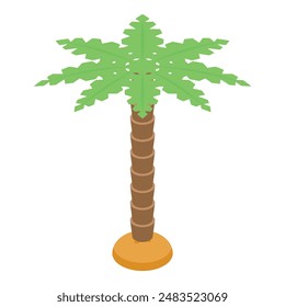 Vibrant 3d isometric illustration of a tropical palm tree with detailed leaves and trunk