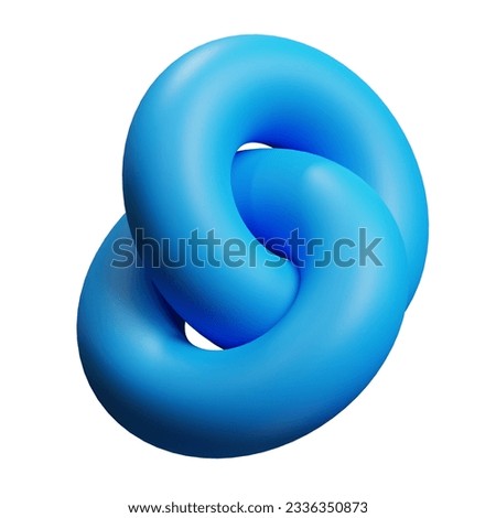 Vibrant 3d Memphis shapes. Abstract memphis shape 3d asset of 2 torus shapes in bright colors. Eccentric Memphis Pattern. Isolated on a white background