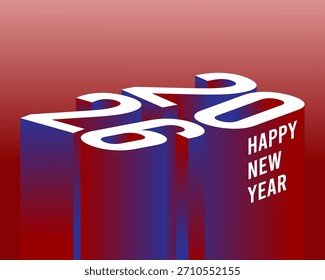 Vibrante diseño numérico 3D para el año 2026 con una suave transición de degradado en colores brillantes.