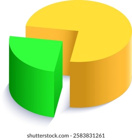 Vibrant 3d pie chart is representing market share, growth, and data analysis with a dynamic visual representation of statistical information