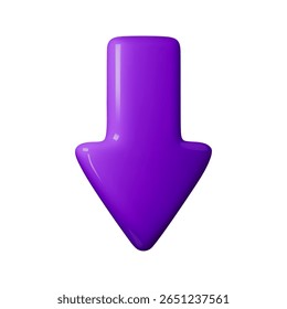 Levendige 3D paarse pijl vector illustratie, perfect voor webdesign iconen en digitale interfaces. Opvallende kleuren voegen moderne flair toe aan presentaties en infographics.