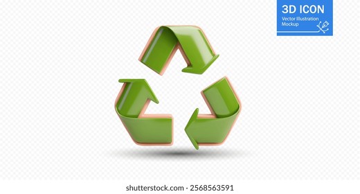 A vibrant 3D recycling symbol depicting arrows in green tones, emphasizing the importance of recycling and environmental sustainability in today's society.
