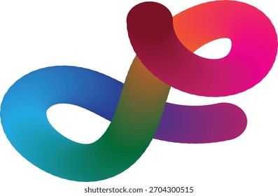 A vibrant 3D rendering showcases an abstract gradient shape, blending smooth transitions and bright colors. This modern design element stands out against a clean white backdrop.