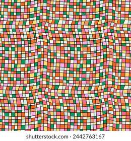 Vibrant 3D space of abstract mosaic pattern. With bold colors and geometric shapes, it's a versatile design element perfect for adding flair to any project. Good for fabric and textile prints.