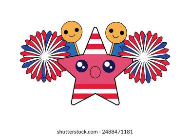 Vibrant 4th of July Illustrations: Cartoon Clipart and Line Art Designs for Print