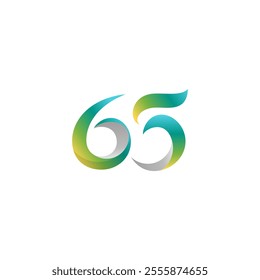 Vibrant 65 6 5  Number as Pension Retirement Age Logo Design Vector