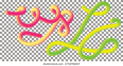 Vibrant abstract 3d fluid lines forming dynamic curly shapes with a gradient texture