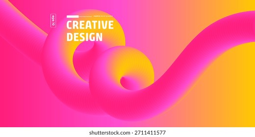 Forma fluida 3D abstracta vibrante con un gradiente de rosa a amarillo, formando una composición dinámica y retorcida. Ideal para diseño digital moderno, fondos y Plantillas creativas. Vector EPS 10.
