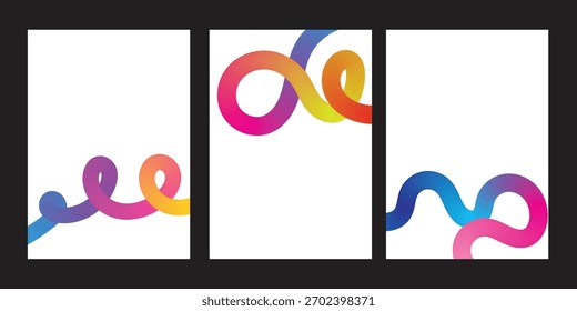 Vibrant abstract 3D gradient lines create a dynamic, modern, colorful background or graphic element.
