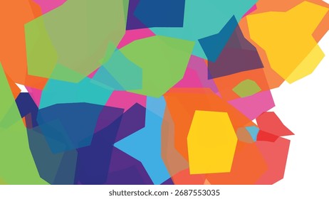Vibrant abstract art of colorful overlapping polygons creating a lively, energetic composition