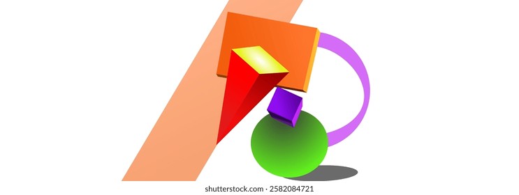 Vibrant abstract art featuring geometric shapes in red, orange, yellow, green, and purple. Modern design perfect for backgrounds or graphic projects.