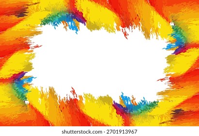 A vibrant Abstract art frame featuring colorful paint brush strokes forming a bright rainbow border. Perfect for posters, invitations, social media designs, or modern templates.