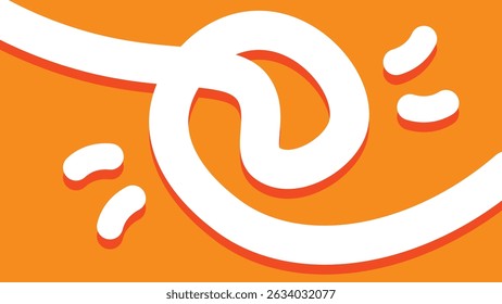 Vibrant abstract artwork with bold white spirals and curved elements on orange. Great for energetic branding and modern digital art.