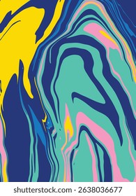 A vibrant abstract artwork featuring swirling patterns of blue and yellow, reminiscent of liquid marble ,Blue and yellow liquid fluid art pattern close up. Background texture for backdrops or mapping