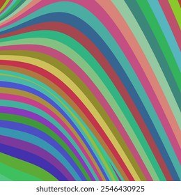  A vibrant abstract artwork featuring wavy, multicolored stripes that seamlessly flow diagonally across the canvas. The spectrum vivid shades of colors, creating a lively and dynamic visual effect.
