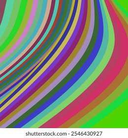  A vibrant abstract artwork featuring wavy, multicolored stripes that seamlessly flow diagonally across the canvas. The spectrum vivid shades of colors, creating a lively and dynamic visual effect.

