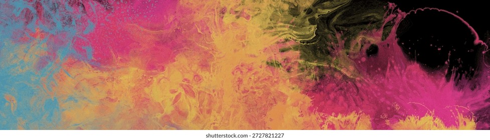 Obra de arte abstracta vibrante con texturas de pintura fluidas y colores brillantes, ideal para el diseño creativo, fondos modernos y conceptos visuales artísticos. Vector