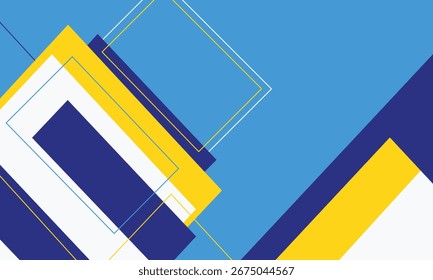 Fondo abstracto vibrante con Formas azules y amarillas, diagonales agudas y geometría moderna