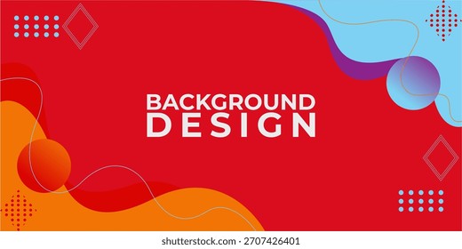 Fondo abstracto vibrante con Gradientes rojos, azules y naranjas audaces, Formas onduladas fluidas, acentos punteados y Elementos geométricos. Perfecto para diseños modernos, Anuncios, carteles y diseños digitales.