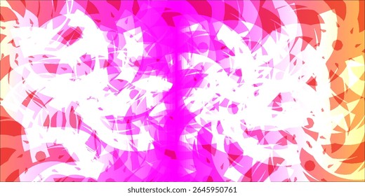 Vibrant abstract background with chaotic white brush strokes, pink and orange gradient, layered textures, and energetic artistic style.