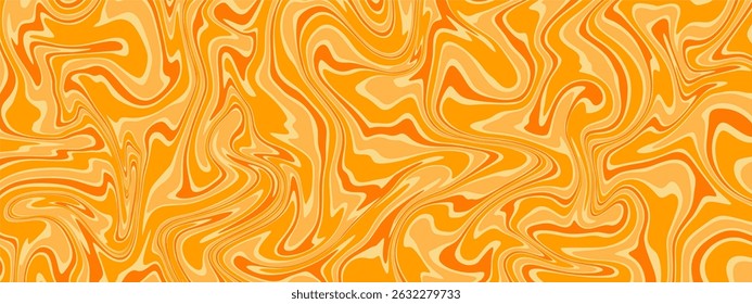 a vibrant abstract background characterized by flowing, swirling patterns in shades of orange and yellow.