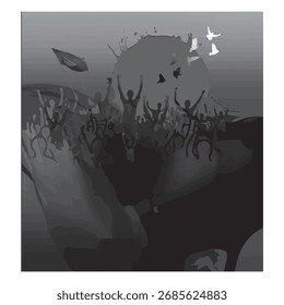 Plano de fundo abstrato vibrante com gradientes e formas geométricas coloridas