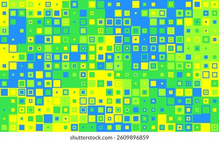 Vibrant abstract background of colorful squares.  Perfect for websites, presentations, or digital art projects.  This dynamic, pixelated design evokes feelings of energy and modernity.