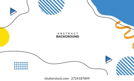 Fondo abstracto vibrante con Formas y líneas dinámicas en tonos azul amarillo y naranja sobre blanco con Formas geométricas e ilustración vibrante y diseño dinámico